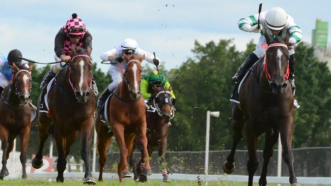 Rothfire (left) was upstaged by Kisukano in the 2YO Jewel at the Gold Coast. Picture: Trackside Photography