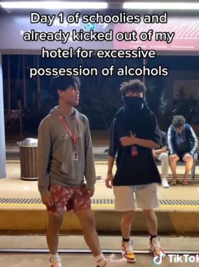 Other school leavers claimed they were kicked out of their hotel for possessing ‘excessive alcohol’. Picture: daddy_.d1/TikTok