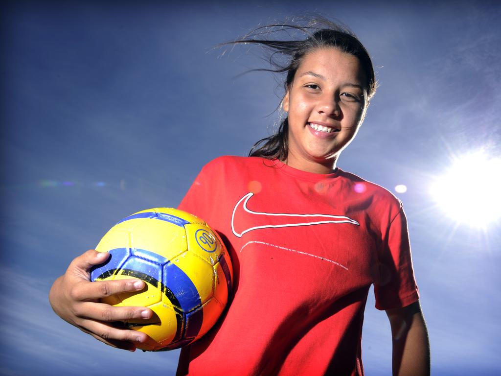 Sam Kerr, pictured in 2011, made her W-League debut age 15 and was a regular by 16.