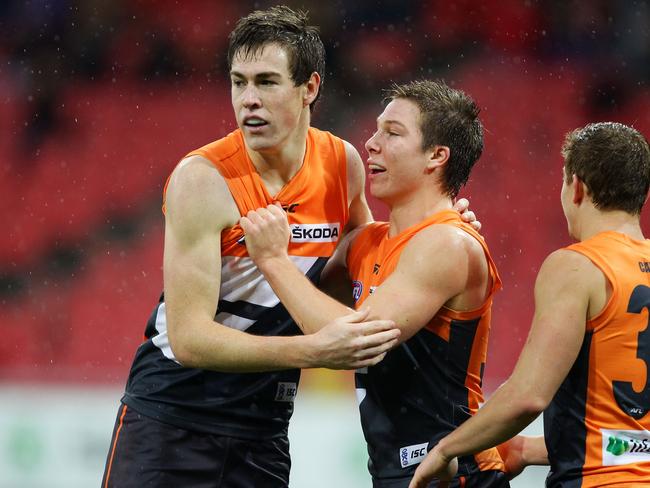 Jeremy Cameron and Toby Greene are great mates. Picture: Matt King/Getty Images