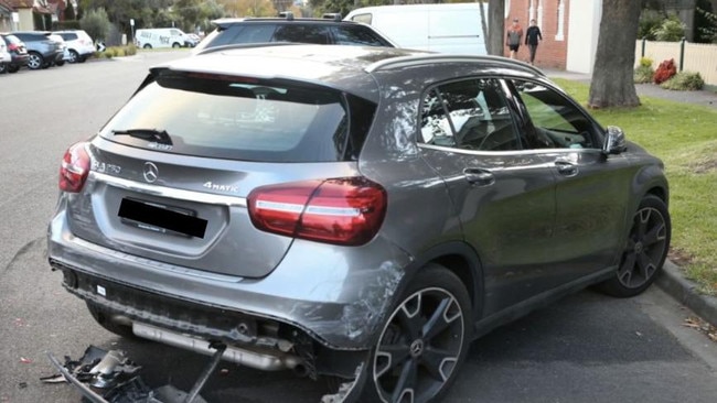 Lachie Hunter’s car after the crash.