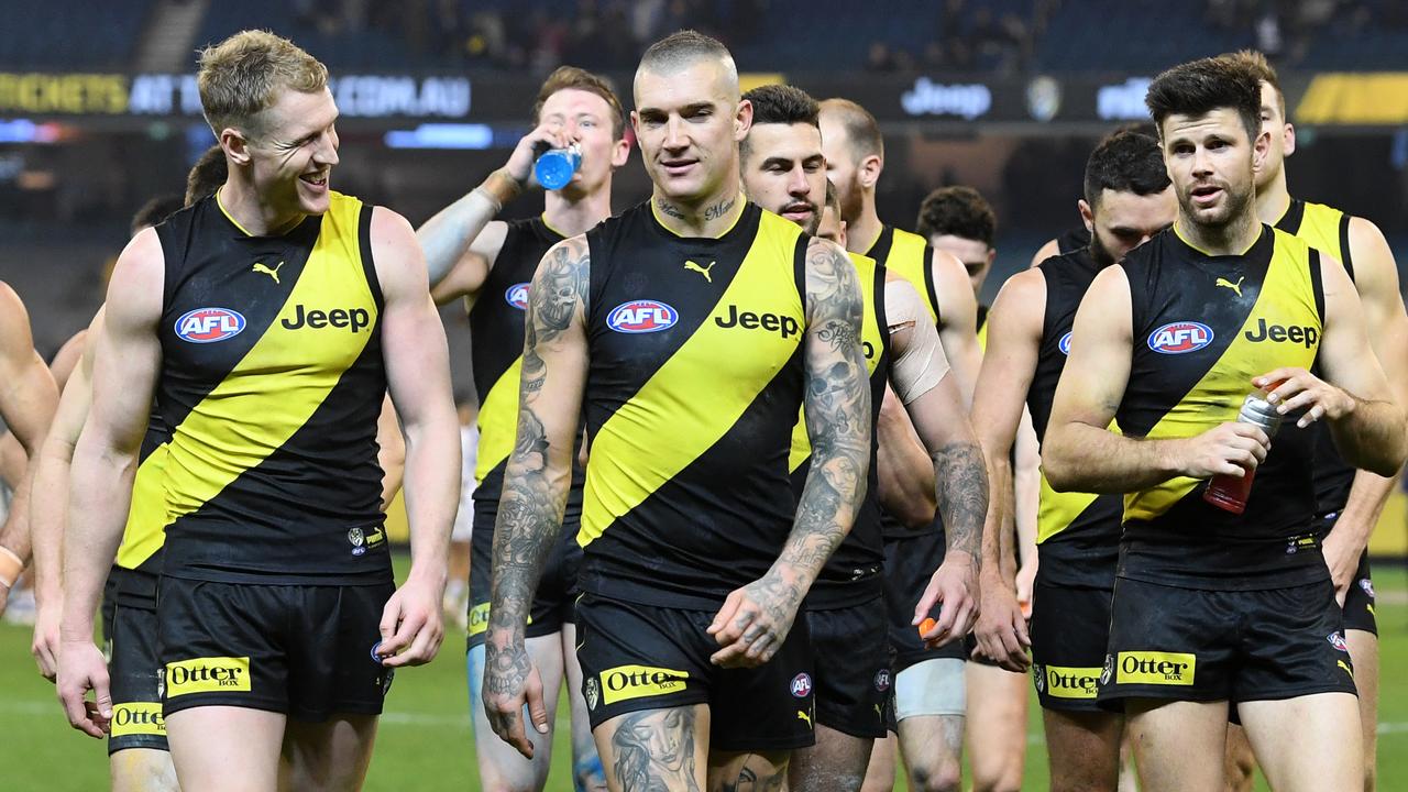 Dustin Martin’s Tigers face Adelaide in a tough task.