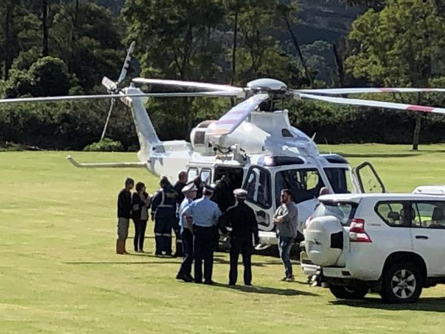 Jen Brown being loaded on to the helicopter after she was attacked by two lions in 2020. Picture: Sam Strong