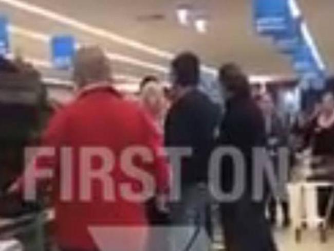A shopper has filmed two families fighting over cheap furniture at an Aldi in Melbourne. Picture: Yahoo7