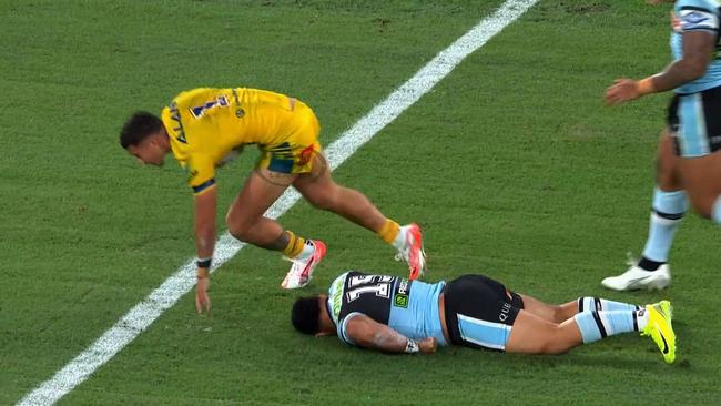 Before he knocked himself out in a tackle gone wrong. Photo: Fox Sports