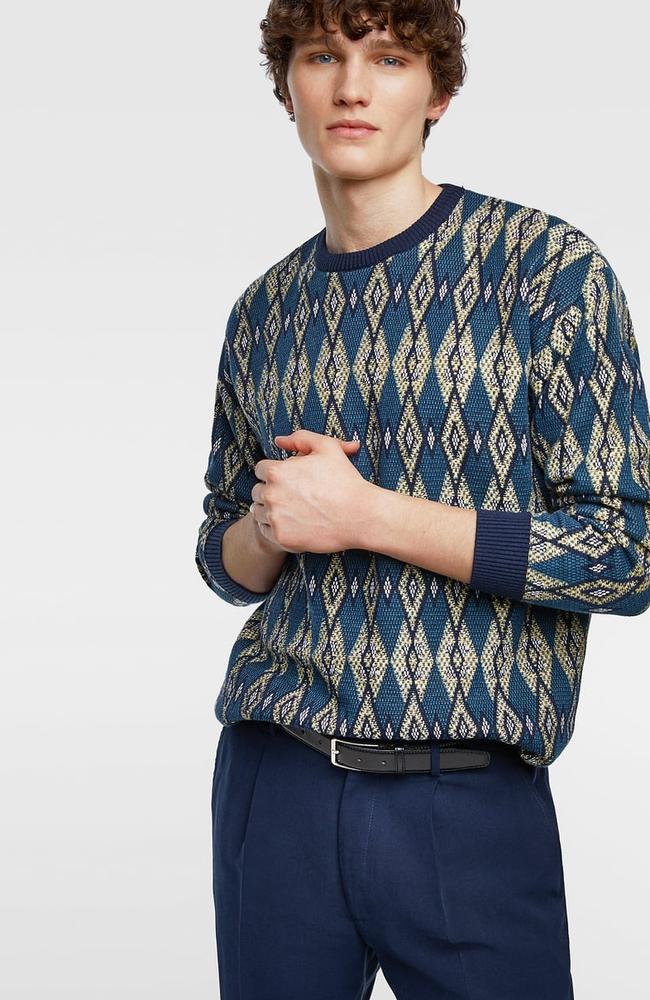 Jacquard pattern sweater, $79.95.