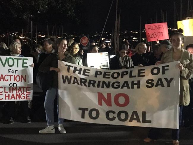 The People of Warringah protest at Middle harbour Yacht Club. Picture: Twitter/People of Warringah