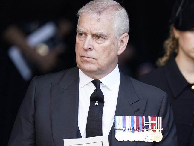 Britain's Prince Andrew (L), Duke of York, and Britain's Sophie, Countess of Wessex, leave after paying their respects at Westminster Hall, at the Palace of Westminster, where the coffin of Queen Elizabeth II, will Lie in State on a Catafalque, in London on September 14, 2022. - Queen Elizabeth II will lie in state in Westminster Hall inside the Palace of Westminster, from Wednesday until a few hours before her funeral on Monday, with huge queues expected to file past her coffin to pay their respects. (Photo by Danny Lawson / POOL / AFP)