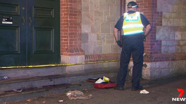 A woman was stabbed in the leg in the CBD and her attacker remains on the run. Picture: 7 News