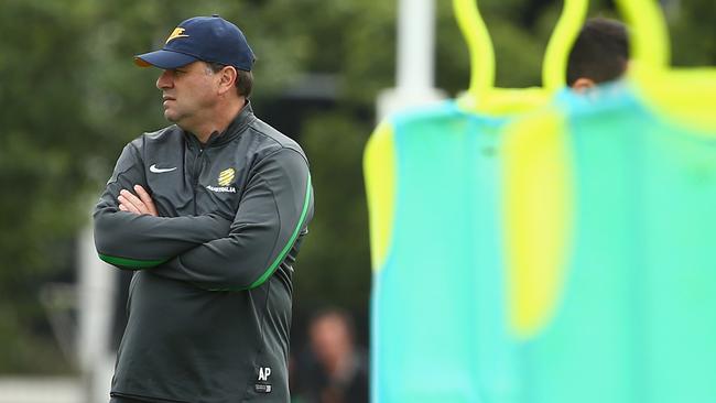 MELBOURNE, AUSTRALIA - JANUARY 04: Australian coach Ange Postecoglou looks on during an Australian Socceroos training session at Collingwood training Ground on January 4, 2015 in Melbourne, Australia. (Photo by Robert Cianflone/Getty Images)