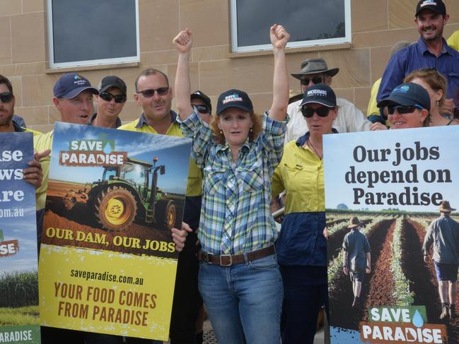 WANT TO BE HEARD: Judy Plath at the Paradise Dam protest outside the Bundaberg Courthouse.