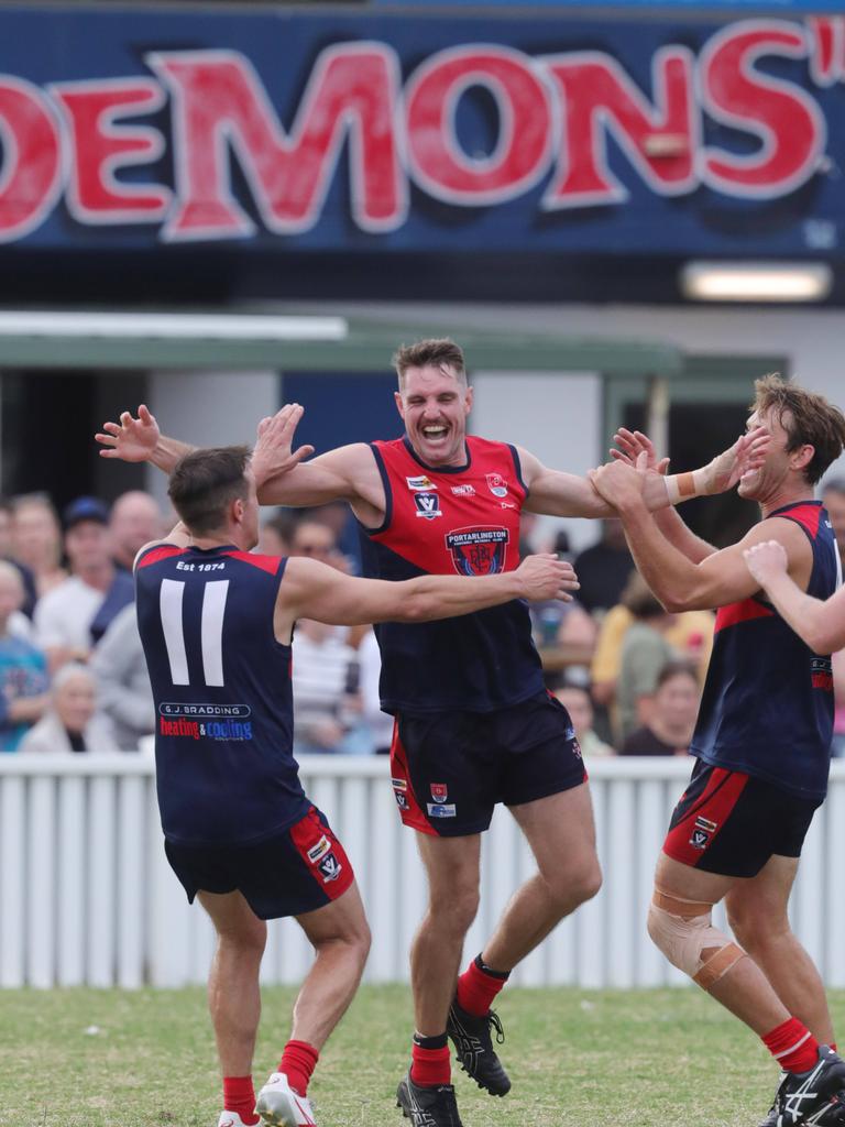 Mitch Turnbull celebrates one of his four goals. Picture: Mark Wilson