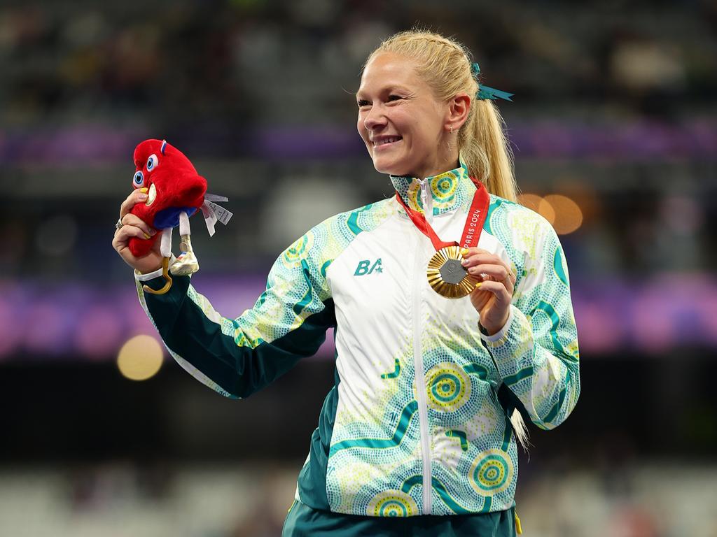 No stranger to a gold medal, this is para-athlete Vanessa Low’s third for Australia in the long jump. Picture: Alex Slitz/Getty Images