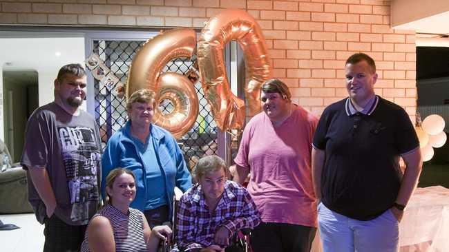 FAMILY FIRST: (Back) Craig, Glenda, Melissa, Leon and (front) Sarah and Keith Sharpe celebrating Glenda's 60th birthday. Picture: Contributed