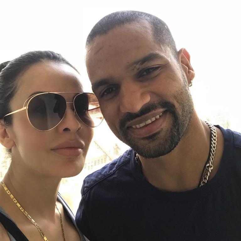 Indian cricketer Shikhar Dhawan with his wife Aesha Mukherjee. Picture: Instagram