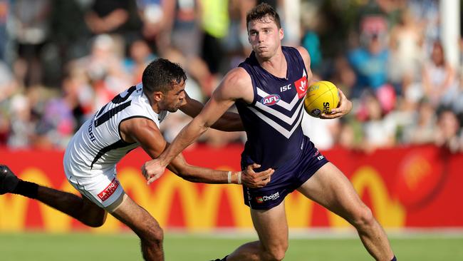 Blake Acres finished with a game-high 31 touches. Picture: AAP Image/Richard Wainwright.