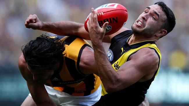 Shane Edwards doesn’t mind doing the dirty work for the Tigers. Picture: AFL Media