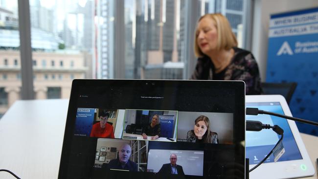 The Australian and the Business Council of Australia during an online round table of a small group of executives discussing COVID and the economy. Picture: Britta Campion