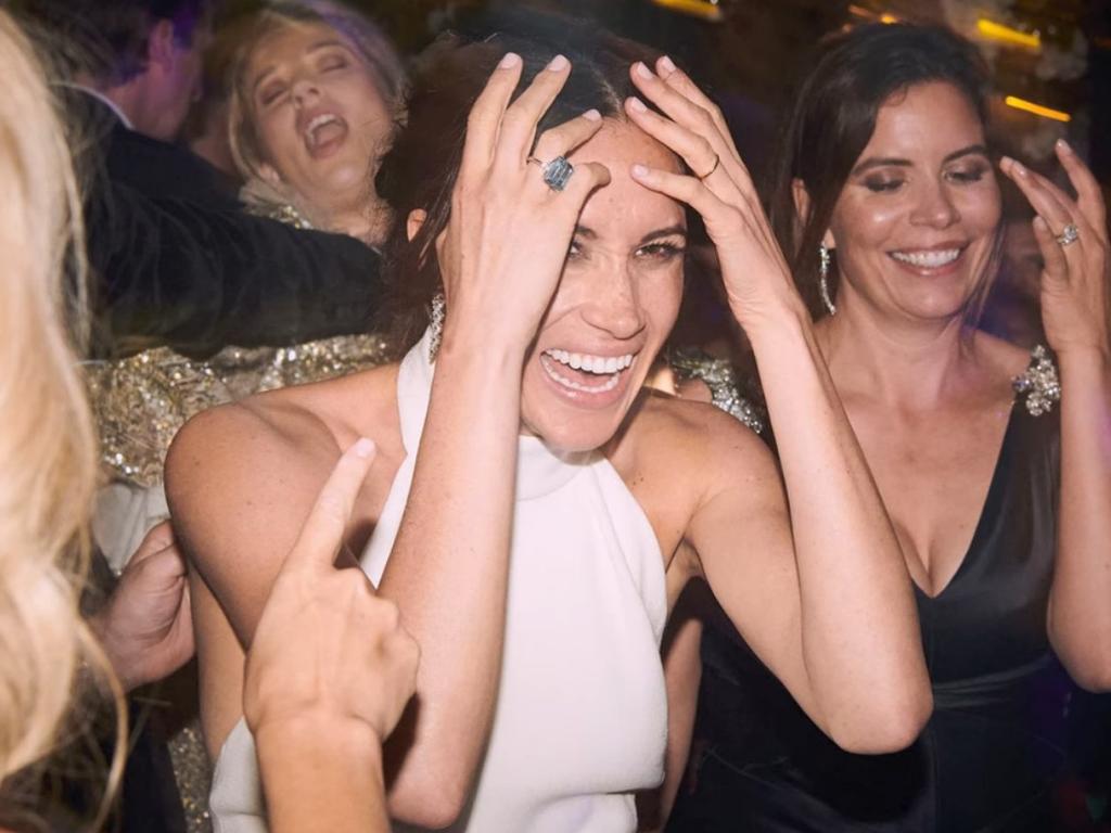 Meghan Markle parties with friends at her wedding to Prince Harry. Picture: Netflix