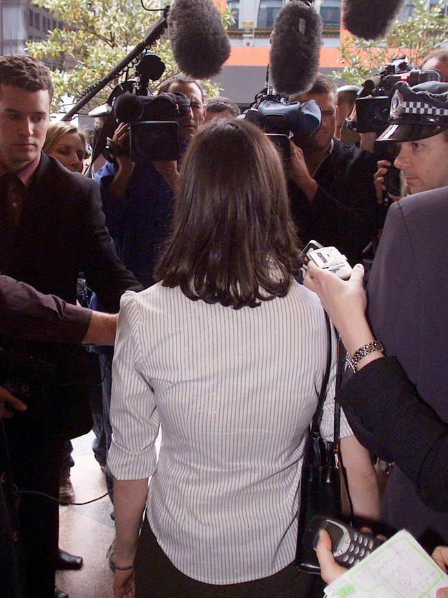 One of the victims leaving court after the sentence was handed down. Picture: Chris Hyde