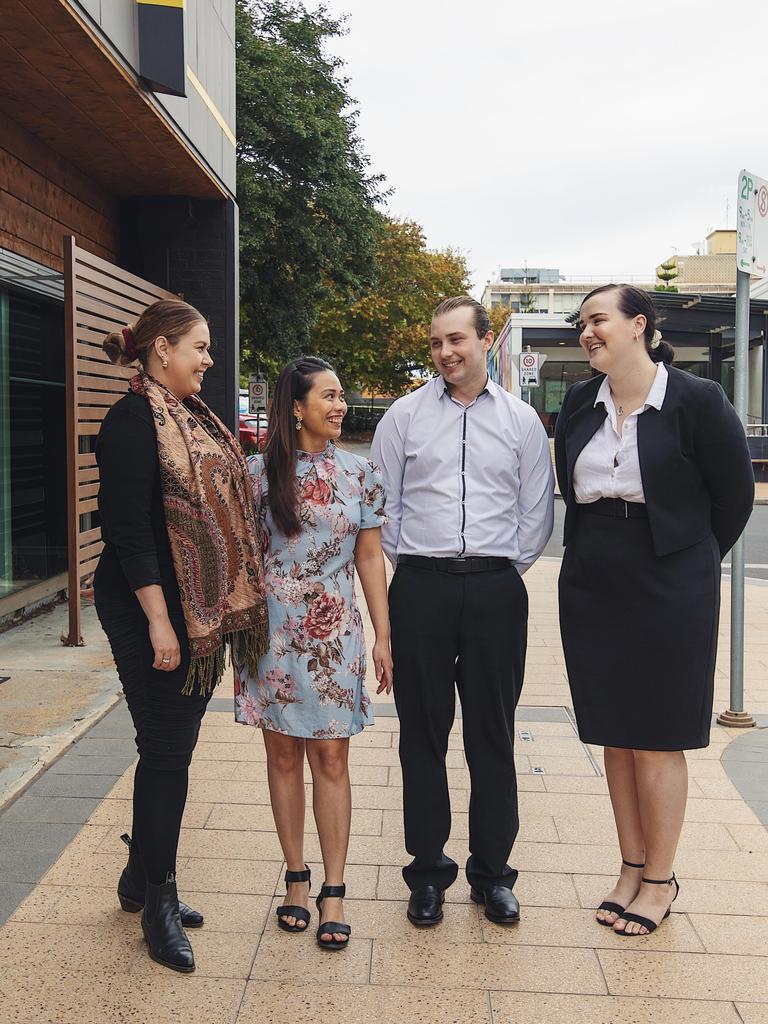 Excited for the online campaign by Social Palms are (left to right) ITP Toowoomba's general manager Victoria Haines, accountants Gia Castro and Ryan Costain and office co-ordinator Tess Thompson.