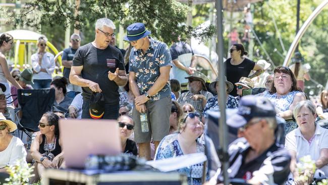 Senator Pauline Hanson speaks at the pro-choice community barbecue in Queens Park. Wednesday, December 22, 2021. Picture: Nev Madsen.