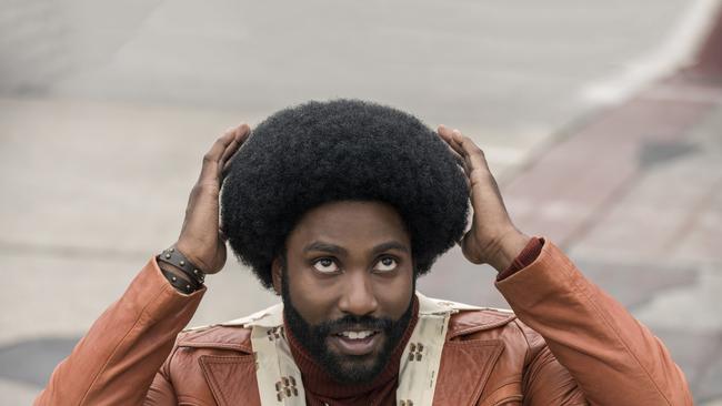 John David Washington as Ron Stallworth in a scene from film BlacKkKlansman