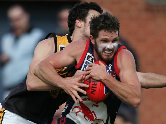 VFL. Werribee v Casey played at Port Melbourne. Wade Lees with the ball for Casey.