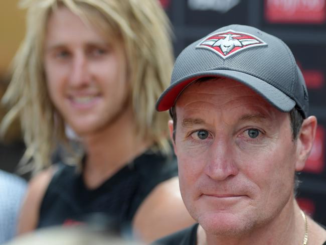 Essendon, led by Dyson Heppell and John Worsfold, will bring its supporters a new start and incredible joy. Picture: AAP Image/Tracey Nearmy