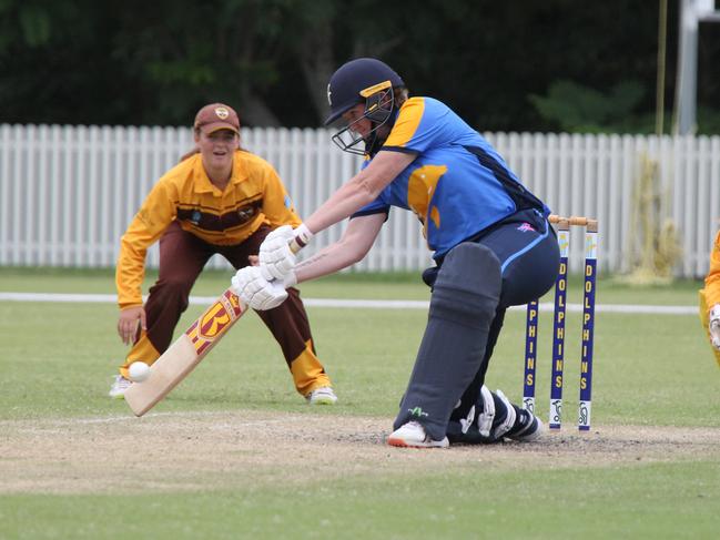 Katherine Raymont Shield women's cricket - Gold Coast Dolphins vs. Ipswich-Logan at Bill Pippen Oval, Robina. Dolphins batswoman Sammy Jo Johnson. Pic Mike Batterham