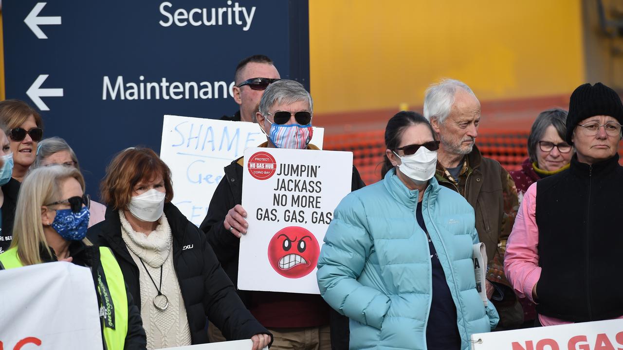 Geelong environmental protesters at Geelong port, protesting an extension to refinery pier for Viva's floating gas terminal.