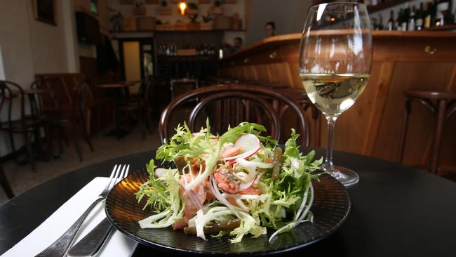 House smoked trout with frisee lettuce and beans. Picture: Nicole Cleary