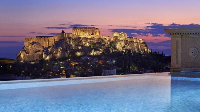 Pool with a view at the Grande Bretagne Hotel.