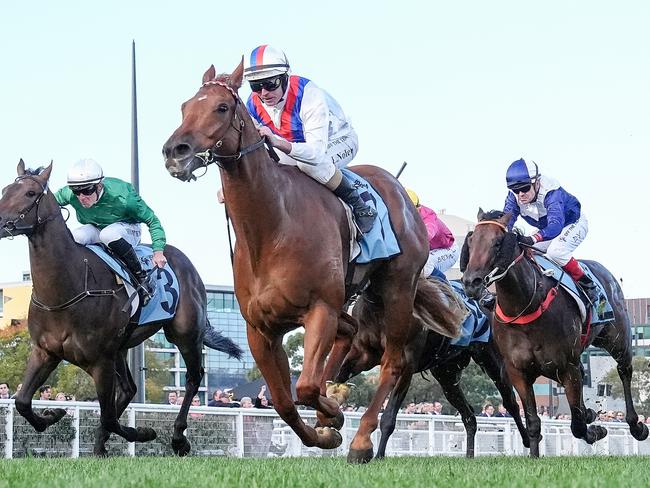 Stanley Express ridden by Luke Nolen wins the The TBV VOBIS Platinum Showdown at Caulfield Racecourse on April 27, 2024 in Caulfield, Australia. (Photo by George Sal/Racing Photos via Getty Images)