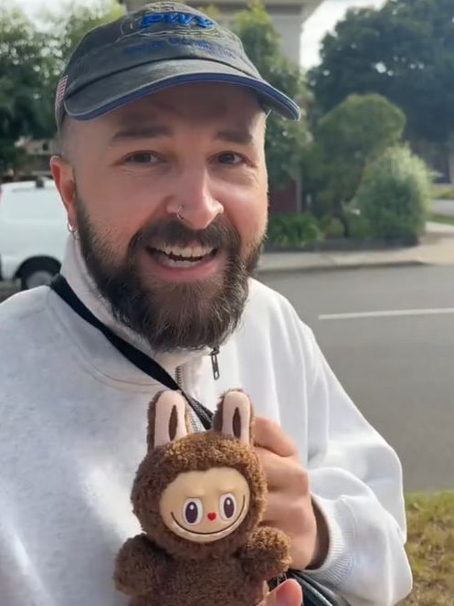 Not everyone gets the hype, with this Aussie comedian roasting the figurine and comparing it to the long-forgotten Beanie Babies trend. Picture: TikTok/TimCollins