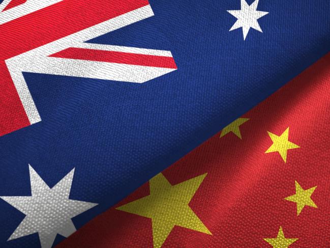 China and Australia flag together realtions textile cloth fabric texture