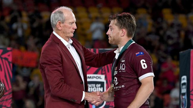 Wayne Bennett coached Cameron Munster in the 2020 State of Origin series. Picture: Bradley Kanaris/Getty Images