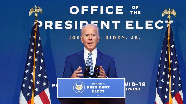 US President-elect Joe Biden has ploughed ahead with the first meeting of a parallel coronavirus task force. Picture: AFP