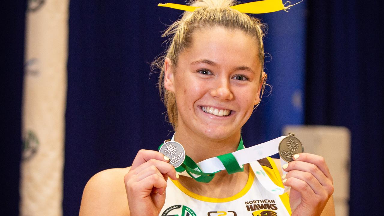 Ellie Marshall of the Northern Hawks was awarded Most Valuable Player in the state netball grand final against the Cavaliers at Launceston's Silverdome. Picture: PATRICK GEE/SUPPLIED