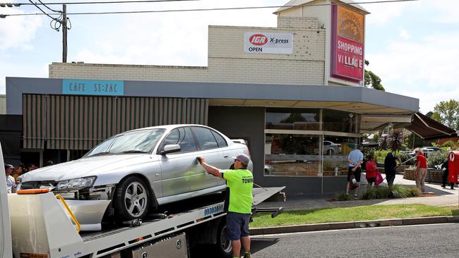 A tow truck took the car away this afternoon. Picture: Toby Zerna