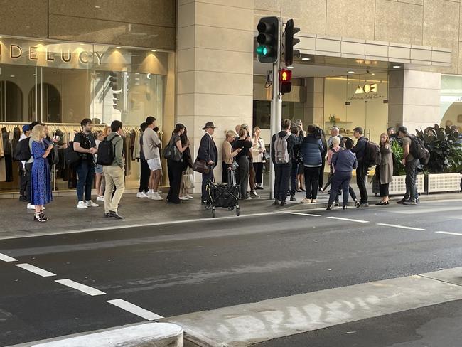 People were lining up outside Westfield Bondi Junction on Thursday morning. Picture: Mary Madigan/news.com.au
