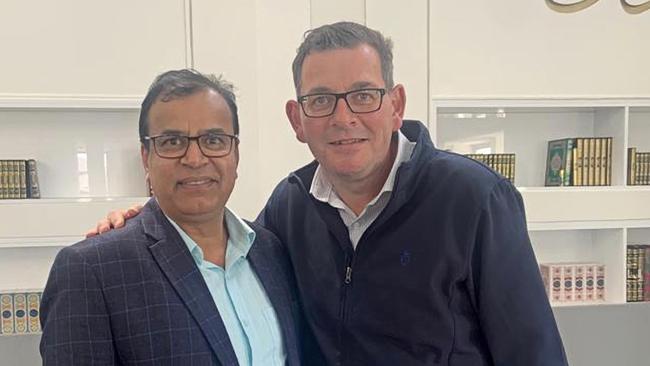 Dumped Labor candidate Nurul Khan, left, with former Victorian Labor premier Daniel Andrews.