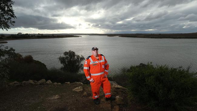 Joshua Hutton, from the SES, at Lake Connewarre. Picture: Mark Wilson