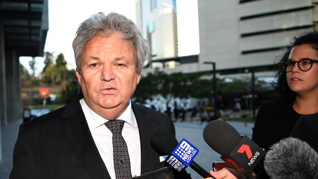 Peter Foster speaks outside Brisbane Supreme Court today after John Chardon was jailed. Picture: Dan Peled/AAP