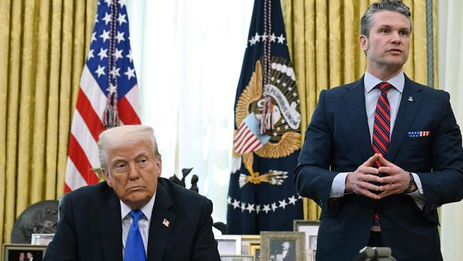 US Defence Secretary Pete Hegseth (right) says China could pose an ‘imminent’ threat to the Indo-Pacific. Picture: Annabelle Gordon / AFP