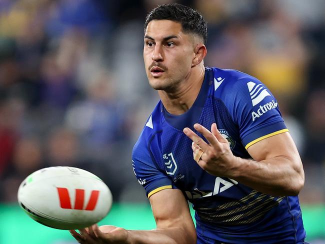 SYDNEY, AUSTRALIA - JULY 26: Dylan Brown of the Eels pbduring the round 21 NRL match between Parramatta Eels and Melbourne Storm at CommBank Stadium, on July 26, 2024, in Sydney, Australia. (Photo by Brendon Thorne/Getty Images)