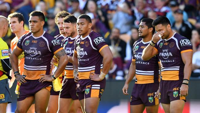 Brisbane were belted 26-4 by the Warriors. (AAP Image/Darren England)