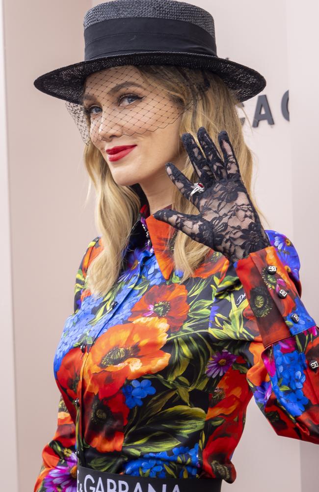 Delta Goodrem in the Birdcage during Melbourne Cup Day 2022. Photo: Wayne Taylor/Getty Images