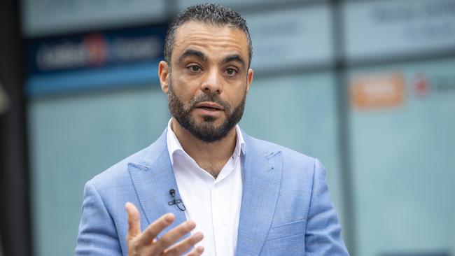 SYDNEY, AUSTRALIA. NewsWire Photos.October 22, 2024.Pharmacist and candidate for the seat of Blaxland Ahmed Ouf, talks with media in Auburn. Picture: NewsWire /Jeremy Piper