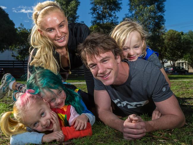 Picken with his wife Annie Nolan and their three children Malachy, Delphi and Cheska. Picture: Hamish Blair